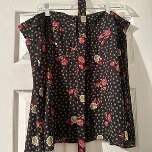 Loft Black Skirt with red flowers